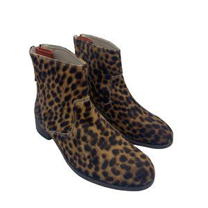 Boden 36 (US Size 5.5) Leather & Calf Hair Animal Print Side Zip Ankle Booties
